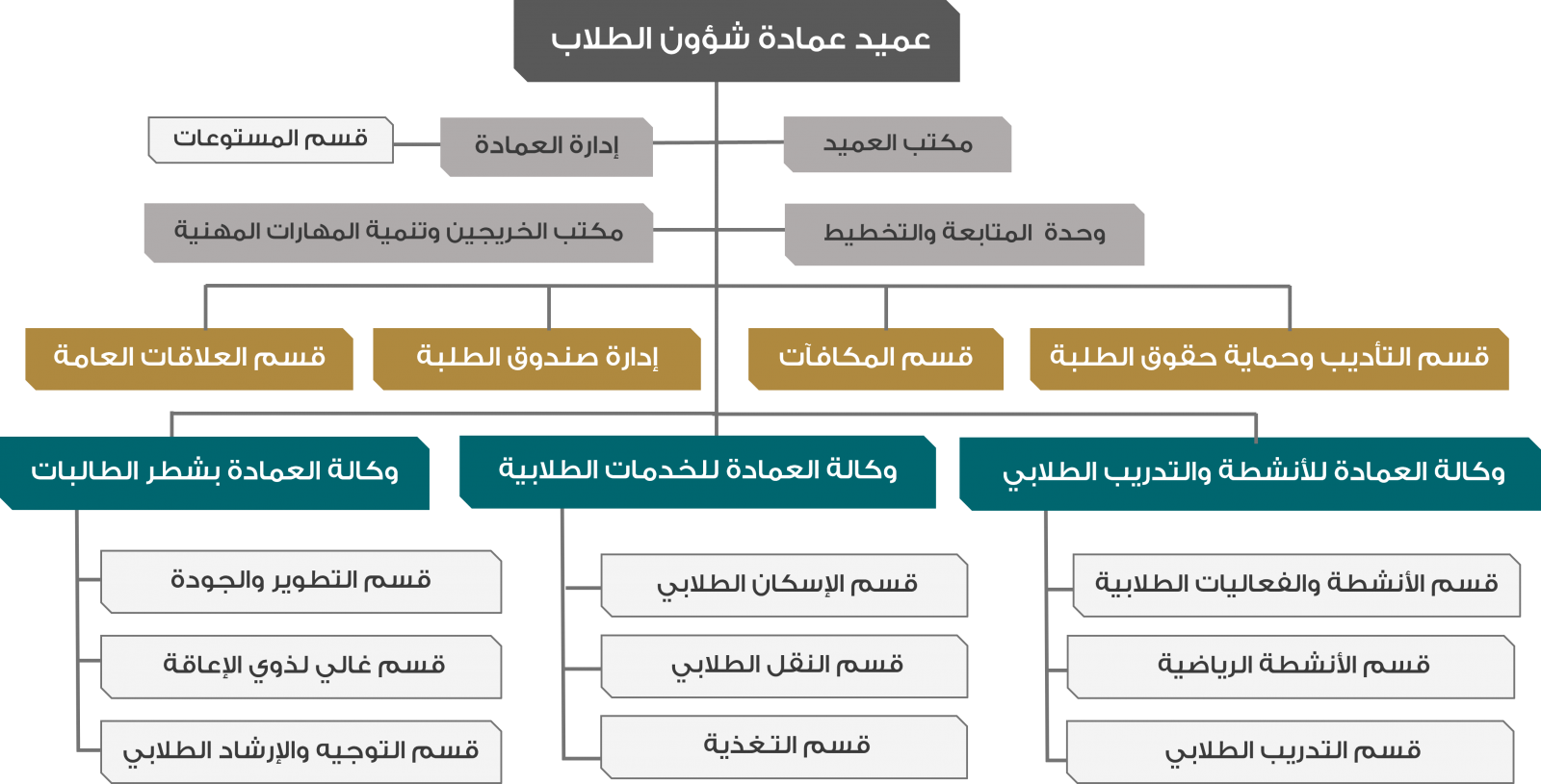 الهيكل التنظيمي لعمادة شؤون الطلاب